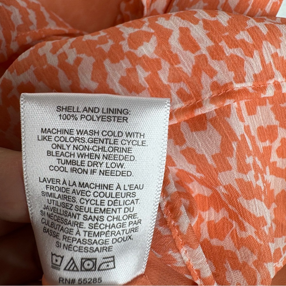 Express Orange/White Print Textures Ruffle Wrap Peplum Tank Top Women's Size L - Picture 9 of 9